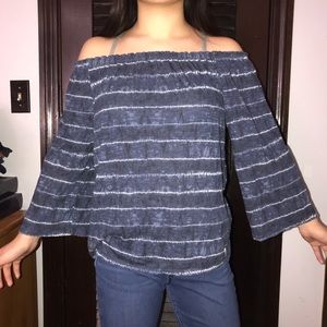 abercrombie kids navy tie dye striped top